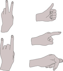 Hand signs on white background