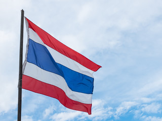 Fototapeta na wymiar Thai flag with blue sky