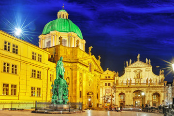 Fototapeta na wymiar Saint Francis of Assisi Church square in Prague.Czech Republic.