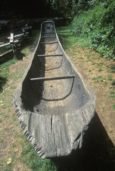 Replica of dugout canoe at the Lewis and Clark expedition headquarters of the Fort Clatsoo National Memorial - obrazy, fototapety, plakaty