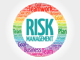 Risk Management circle stamp word cloud, business concept