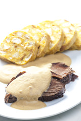 sirloin on cream with dumplings