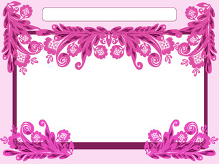 pink floral frame on ligth background