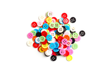 Heap of colorful clasper on white background