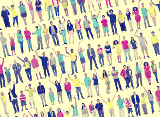 Multiethnic Casual People Togetherness Celebration Arms Raised C