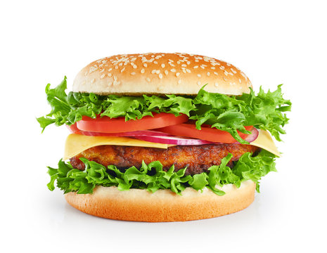 Hamburger isolated on white background.
