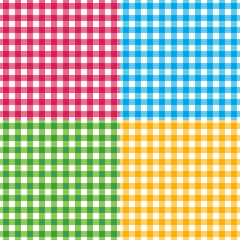 Vector gingham seamless pattern in four different colors. Isolated, easy editable.