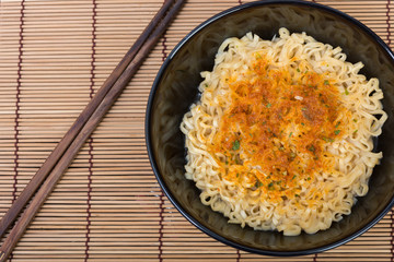 Instant noodles in black cup