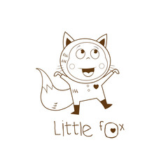 Children's card with cartoon   baby  in a suit. Vector image.