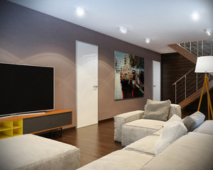 modern living room with  sofa