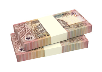 Jordan dinars bills isolated on white background. Computer generated 3D photo rendering.