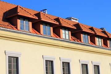 Fototapeta na wymiar Building with red roof