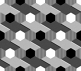 Design seamless monochrome hexagon geometric pattern