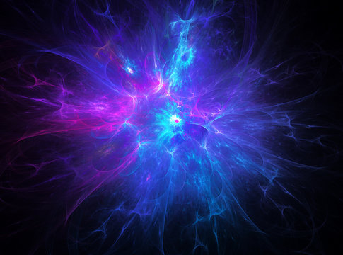 Blue - pink glow, flash. Space wind. The abstract image. Fractal