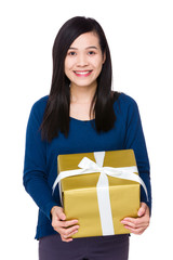 Young Woman hold with gift box