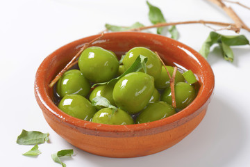 Green olives in oil
