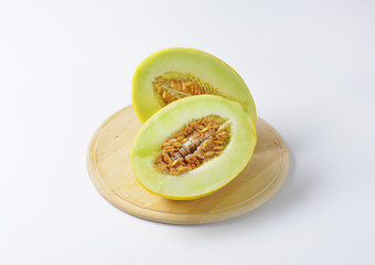Halved yellow melon