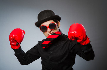 Funny man with boxing gloves 