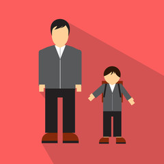 Man and children flat icon