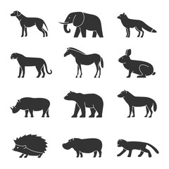 Shape animals set. Domestic and wild.