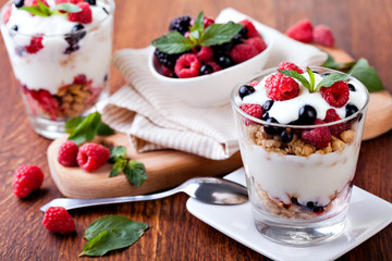 yogurt with muesli and berries