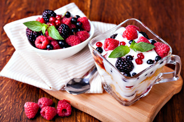 yogurt with muesli and berries