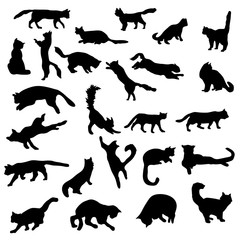 Cats silhouettes set