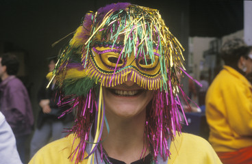 Woman Wearing Mardi Gras Mask, New Orleans, Louisiana