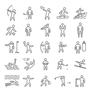 Outline figures of athletes popular sports
