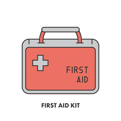 Line icon first aid kit in color