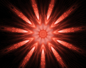 Fractal sun. Fractal art background for creative design. Decoration for wallpaper desktop, poster, cover booklet. Abstract texture. Psychedelic. Print for clothes, t-shirt.