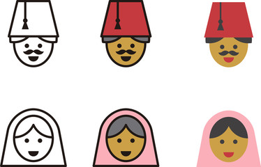TURKISH man and woman icons