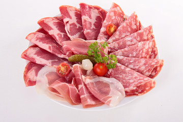 salami,bacon and ham