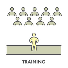 Line icon training, presentation and seminar. Vector business sy