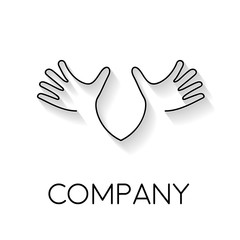 Vector sign abstract open hands, in linear style