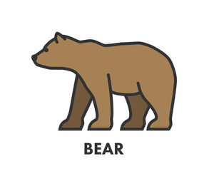 Obraz na płótnie Canvas Painted line figure of bear. Vector outline symbol