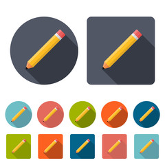 pencil icons set in the style flat design on the white background. stock vector illustration eps10