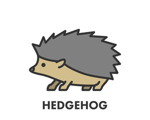 Painted line figure of hedgehog. Vector outline symbol