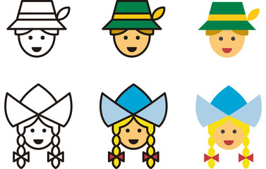 GERMANY man and woman icons with traditional clothes