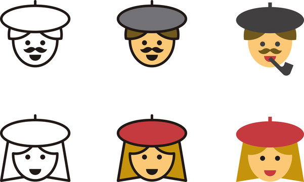 set of FRENCH man and woman icons