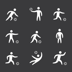Silhouettes of figures soccer player icons set