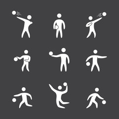 Silhouettes of figures basketball player icons set