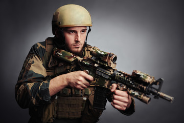 Fototapeta premium Guard with gun