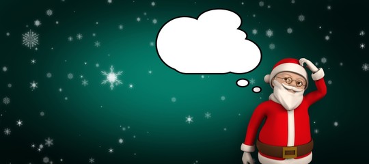 Composite image of cartoon santa thinking