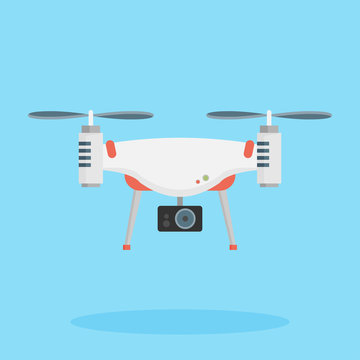 Drone with a camera taking photography or video recording . 