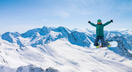 Naklejka na ściany i meble snowboarder, Solden, Austria, extreme winter sport
