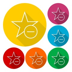 Remove Bookmark icons set with long shadow