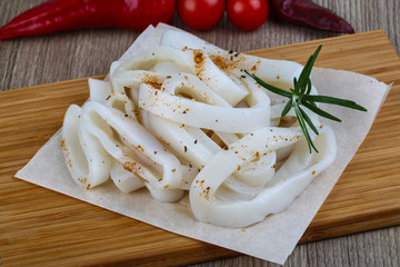 Raw squid rings