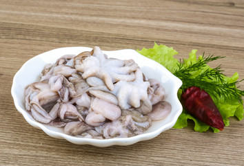 Raw baby octopus