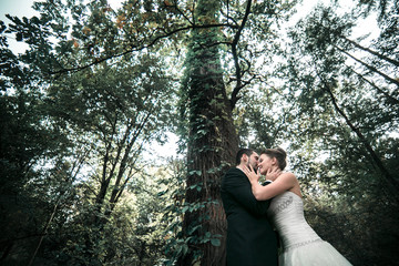 Beautiful wedding couple posing